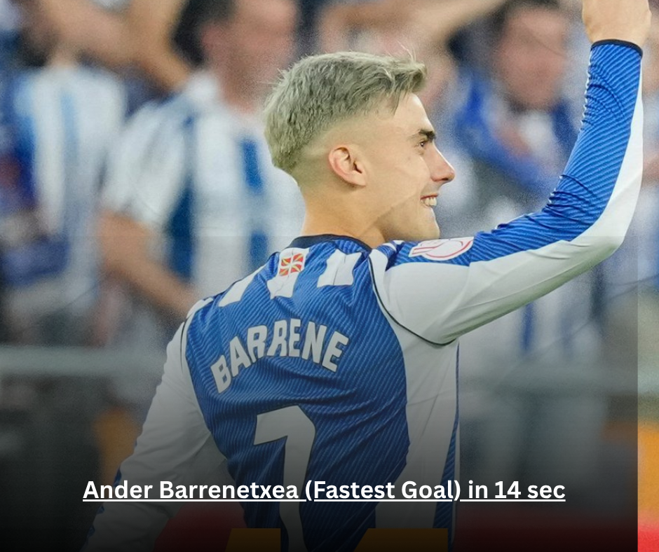 Ander Barrenetxea celebrating after scoring the fastest goal in Copa del Rey Final history at 14 seconds