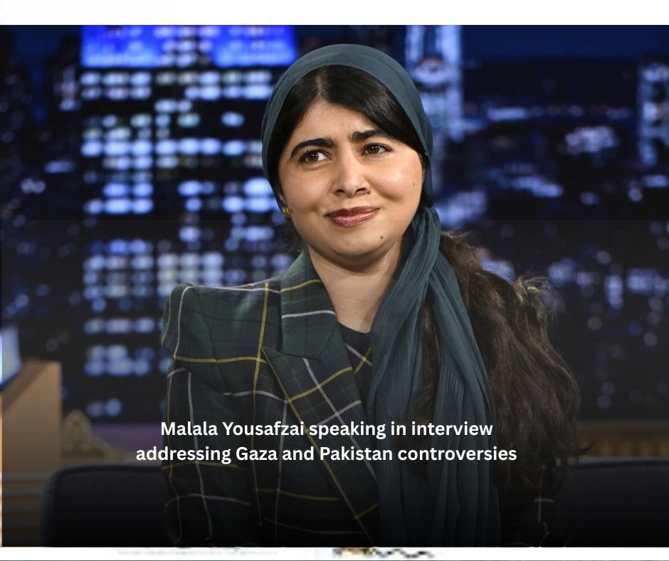 Malala Yousafzai speaking in interview addressing Gaza and Pakistan controversies
