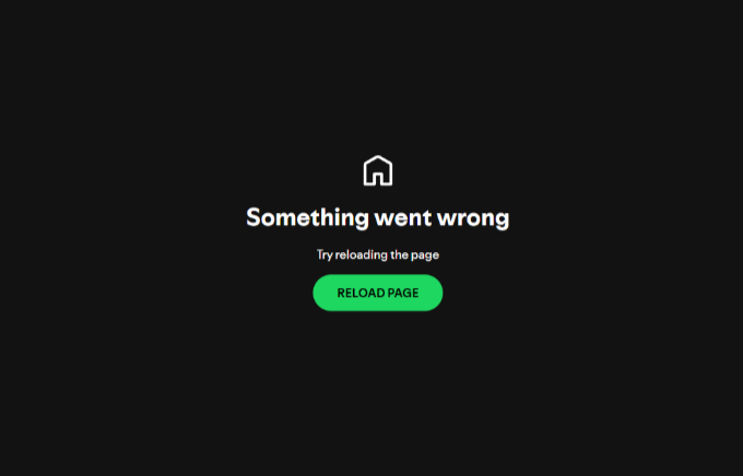 Smartphone screen showing Spotify app with error message and blank playlist area
