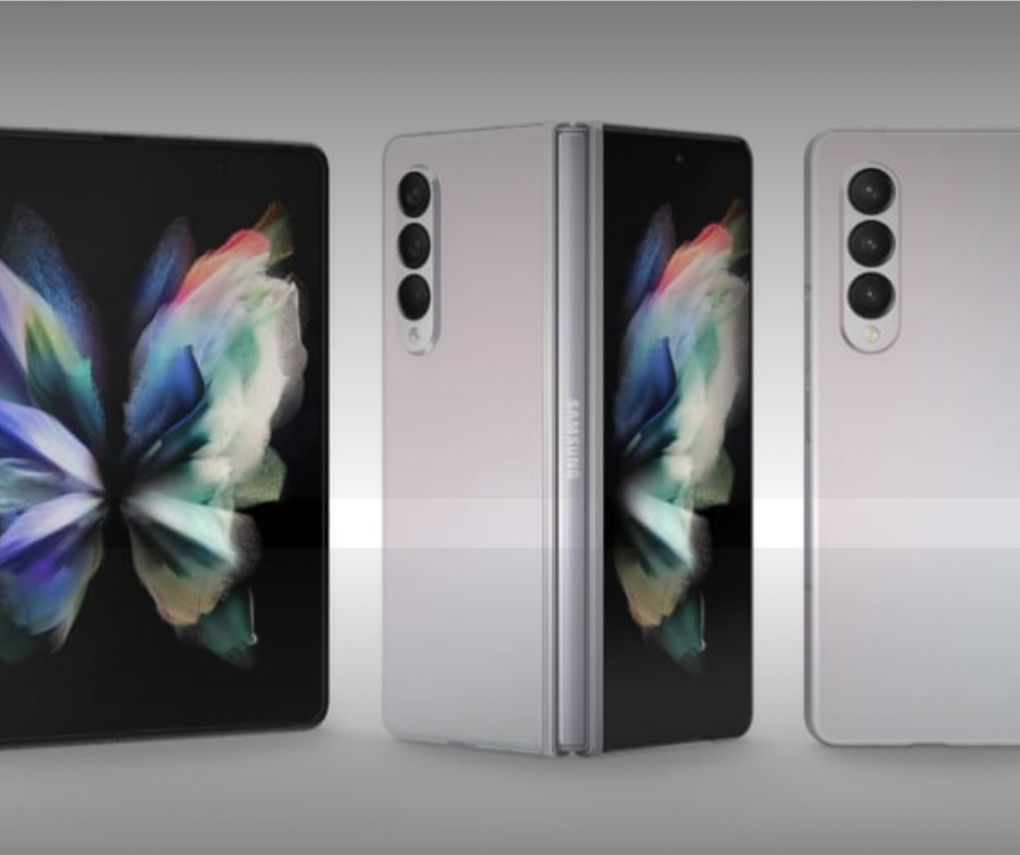 Samsung Galaxy Z Flip 8, Z Fold 8, and Z Fold 8 Ultra displayed side by side showing different sizes and designs